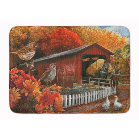 Carolines Treasures Fall Covered Bridge Machine Washable Memory Foam Mat PTW2004RUG